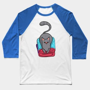 Russian Blue Cat - Fur Shedder Print Baseball T-Shirt